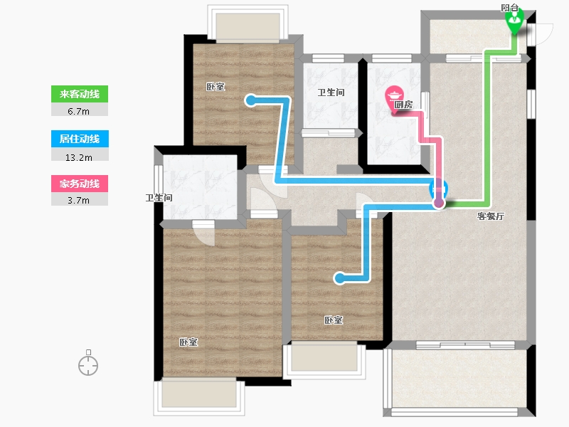 江西省-抚州市-鑫烨凌雲府-86.57-户型库-动静线