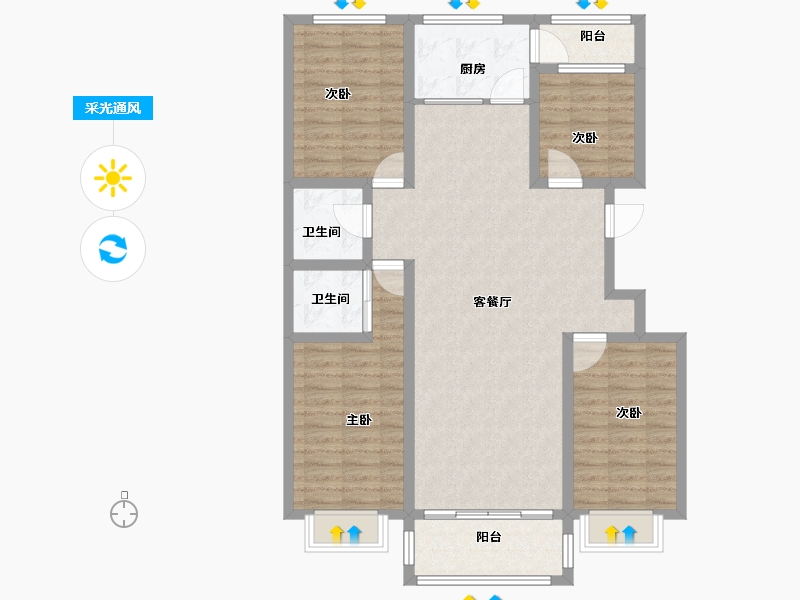 陕西省-榆林市-华腾首府-110.10-户型库-采光通风