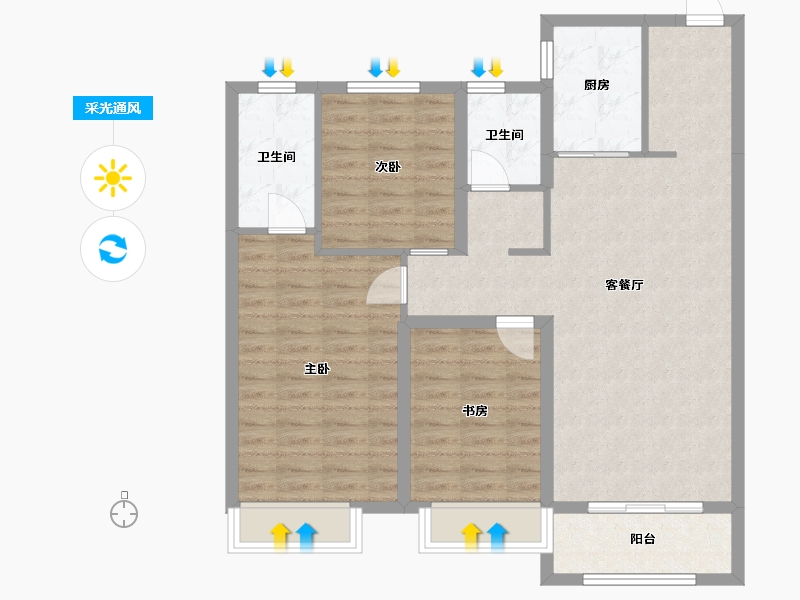 黑龙江省-哈尔滨市-中海·和院-94.23-户型库-采光通风