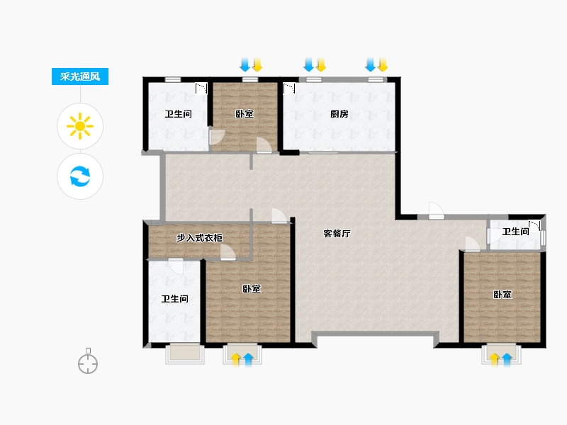 陕西省-西安市-万瑞府-199.27-户型库-采光通风