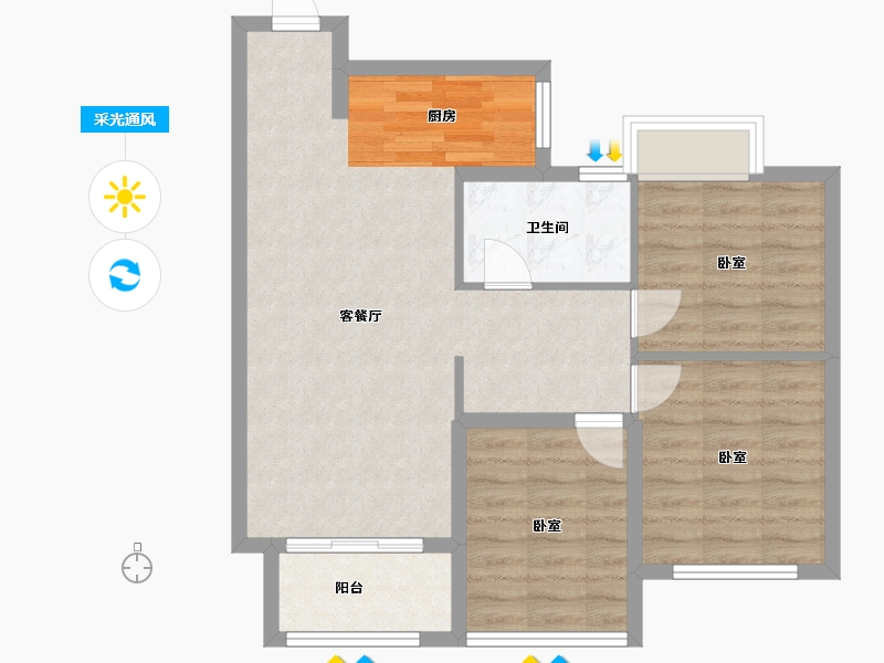 江苏省-苏州市-雅戈尔紫玉花园-72.51-户型库-采光通风