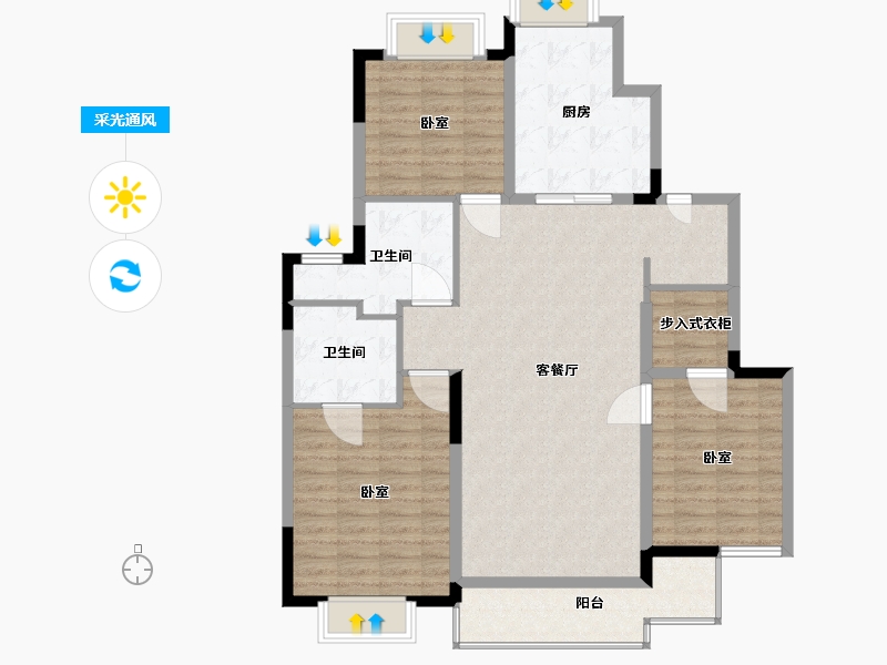 江苏省-无锡市-信义山水嘉庭-113.01-户型库-采光通风