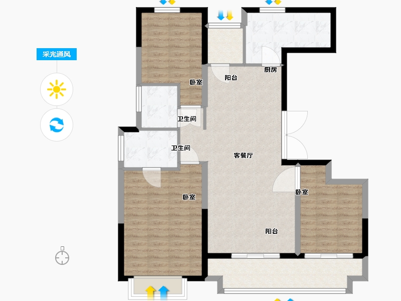 陕西省-西安市-合创君悦府-102.00-户型库-采光通风