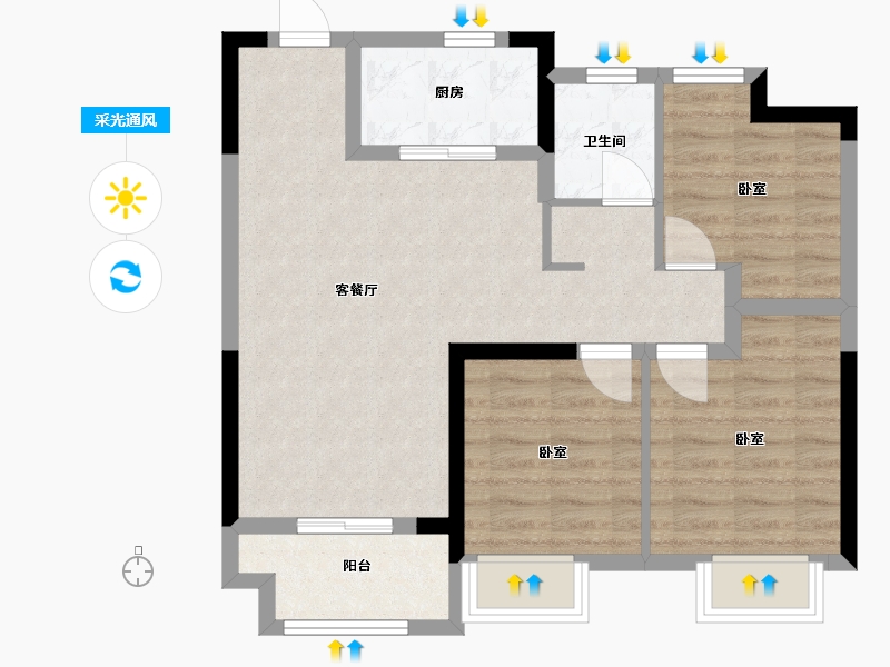 江苏省-常州市-万科四季都会-72.00-户型库-采光通风