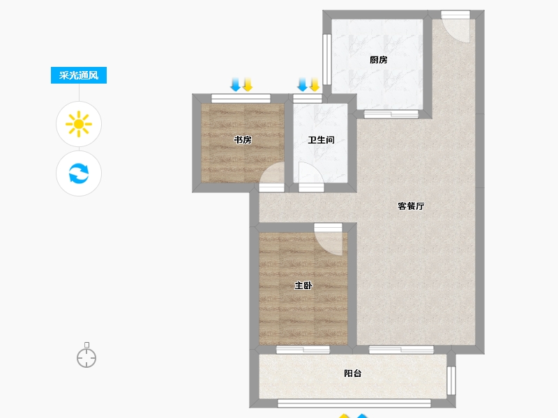 江苏省-徐州市-丽景府-57.35-户型库-采光通风