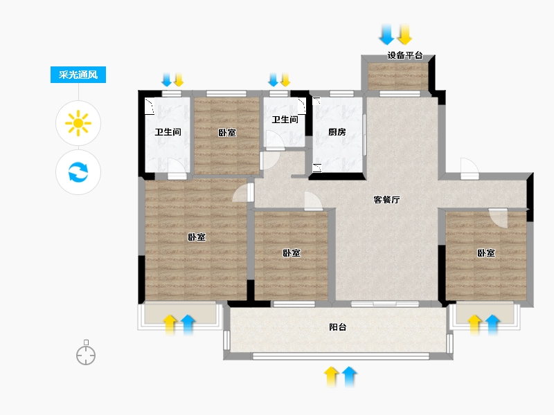 江苏省-常州市-中梁中南拾光印-106.00-户型库-采光通风