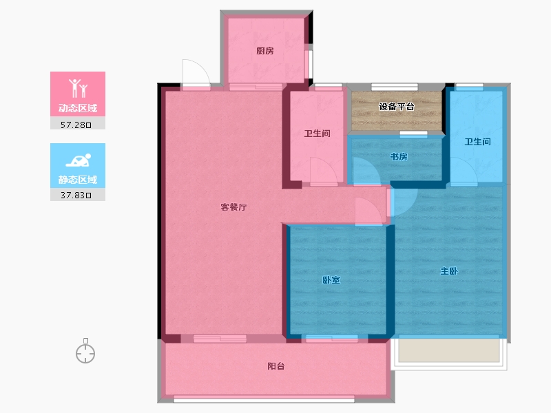 江苏省-常州市-龙湖景粼天著-88.00-户型库-动静分区