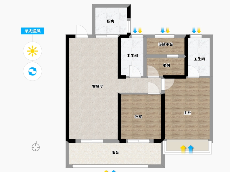 江苏省-常州市-龙湖景粼天著-88.00-户型库-采光通风