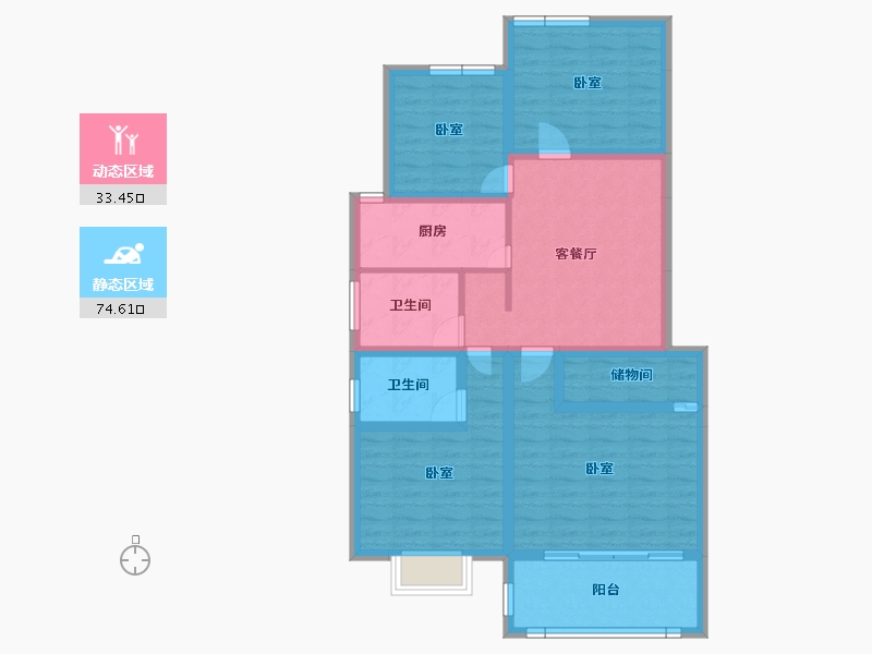 甘肃省-兰州市-天佑嘉州润园-95.02-户型库-动静分区