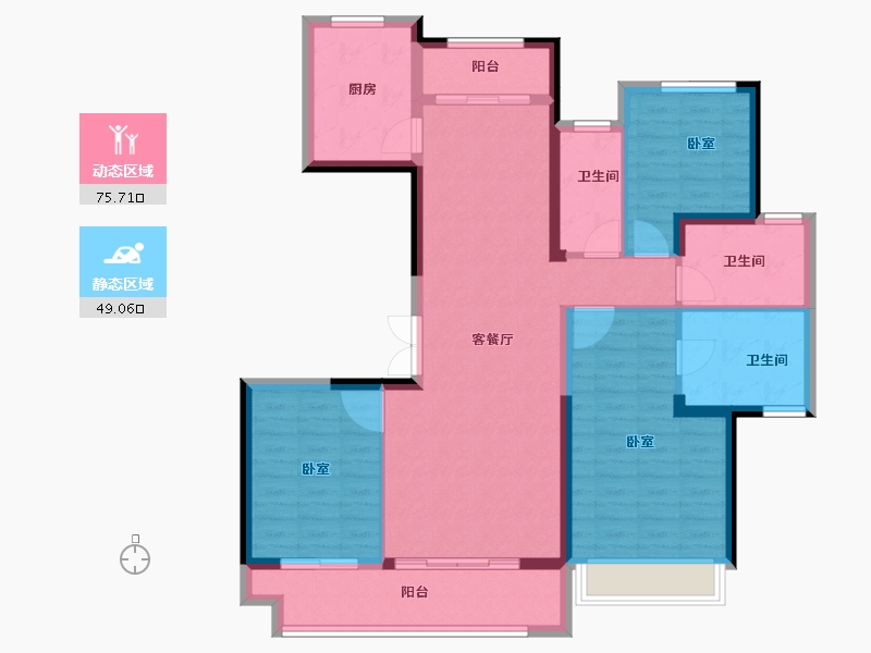 陕西省-西安市-绿城蘭园-112.00-户型库-动静分区