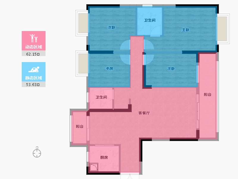 湖北省-武汉市-君荟天地-103.65-户型库-动静分区