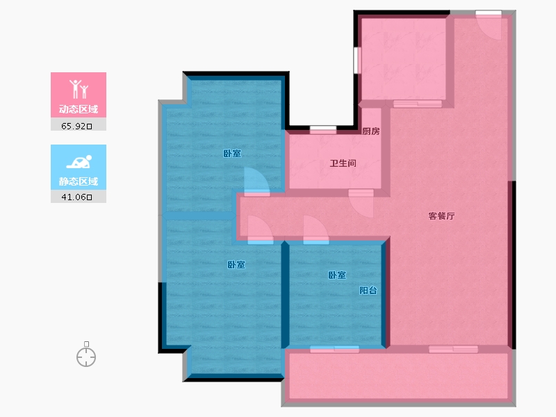 江苏省-无锡市-碧桂园都荟-94.67-户型库-动静分区