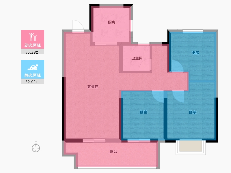 江苏省-无锡市-时光玖境-77.63-户型库-动静分区