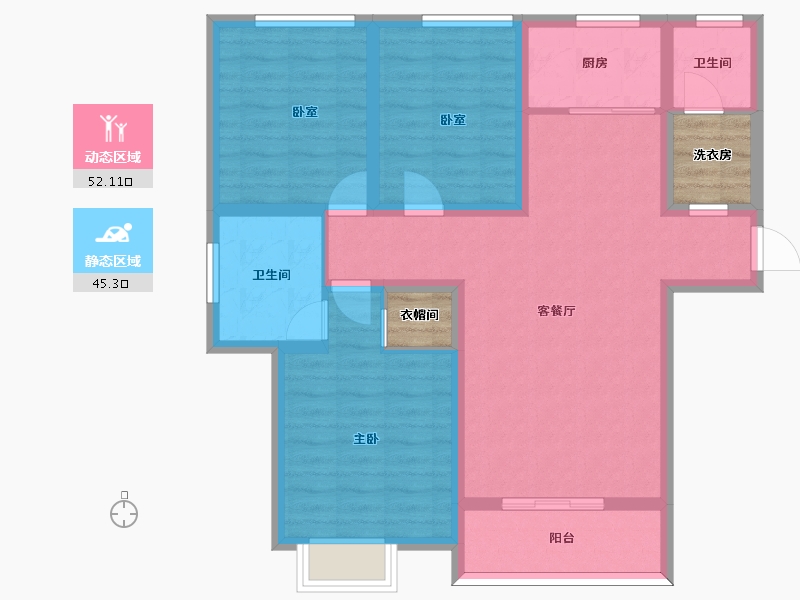 陕西省-西安市-沣柳国际-91.04-户型库-动静分区