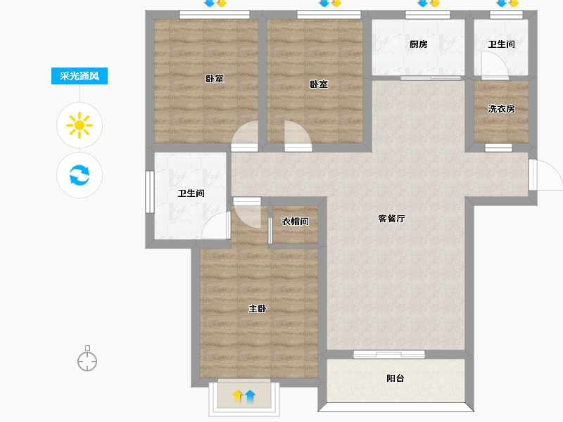 陕西省-西安市-沣柳国际-91.04-户型库-采光通风