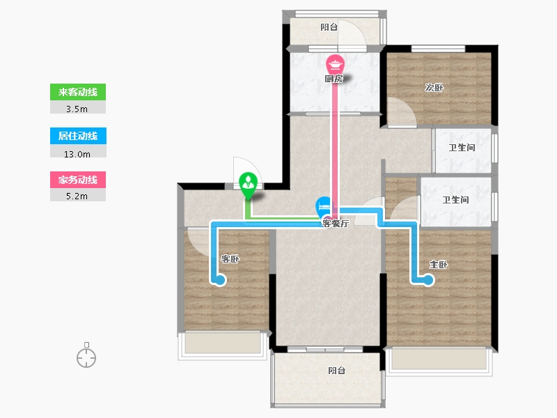 陕西省-渭南市-碧桂园翡翠华府-104.01-户型库-动静线