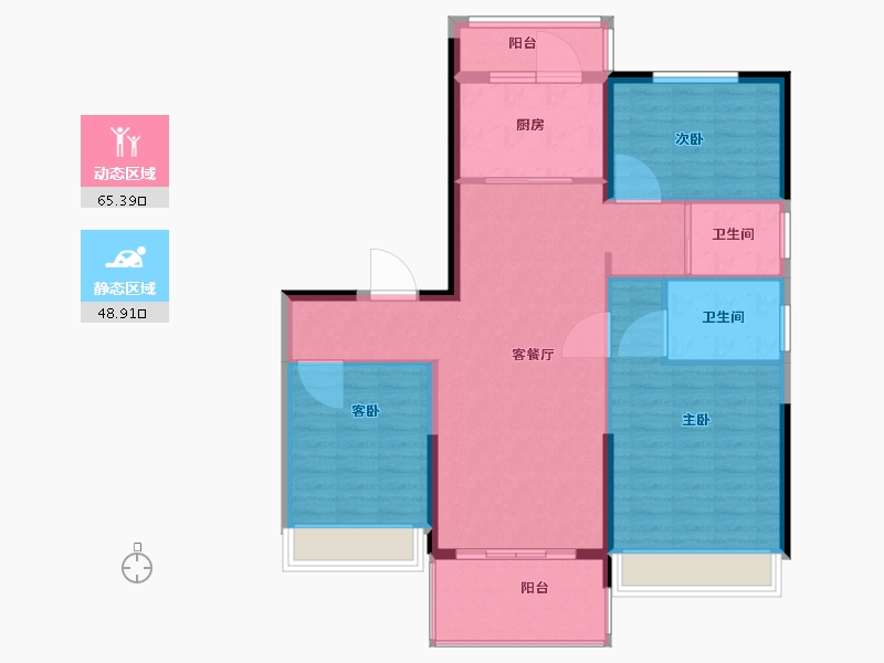 陕西省-渭南市-碧桂园翡翠华府-104.01-户型库-动静分区