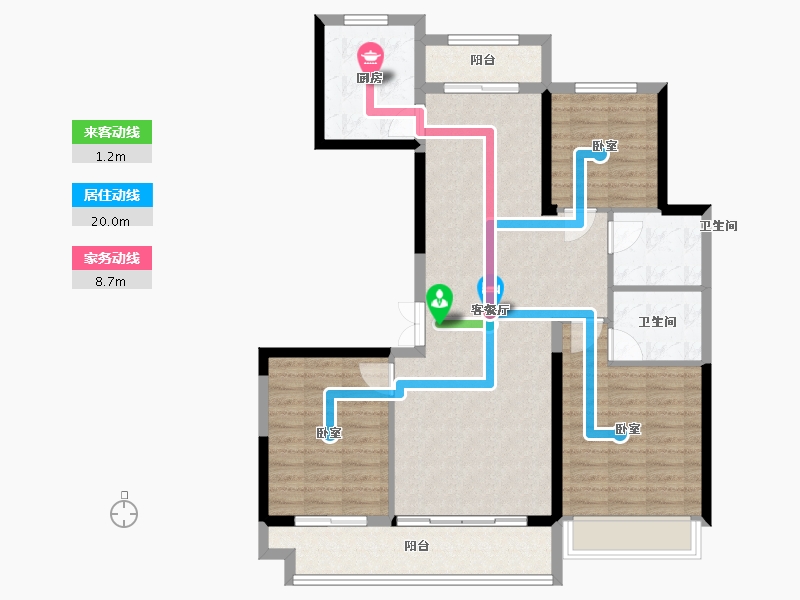 陕西省-西安市-绿城蘭园-101.99-户型库-动静线