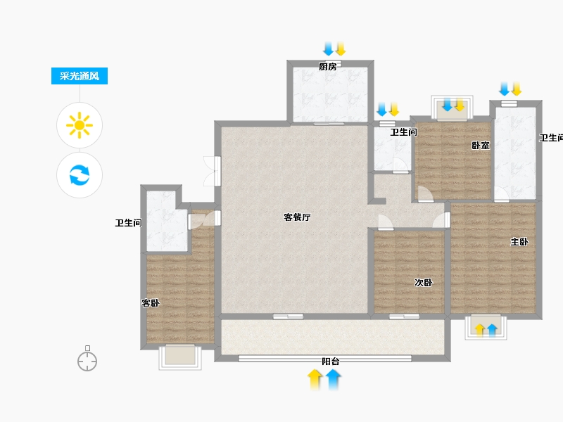 江苏省-无锡市-万科时代都会-135.99-户型库-采光通风