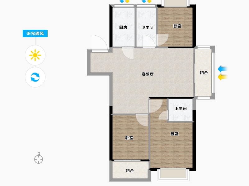 江苏省-无锡市-海尔产城创翡翠文华-98.61-户型库-采光通风