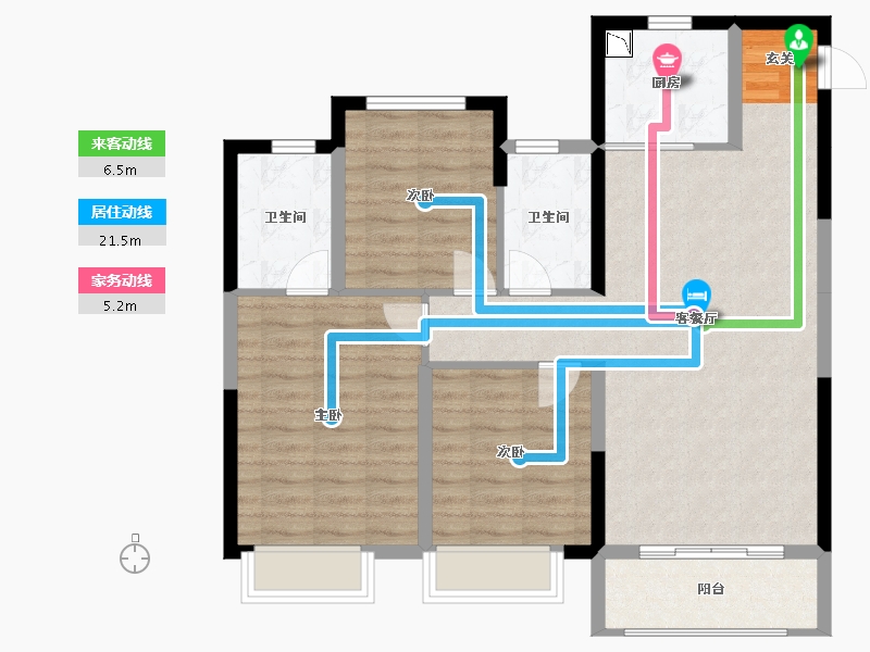 陕西省-西安市-中梁国宾府-90.56-户型库-动静线