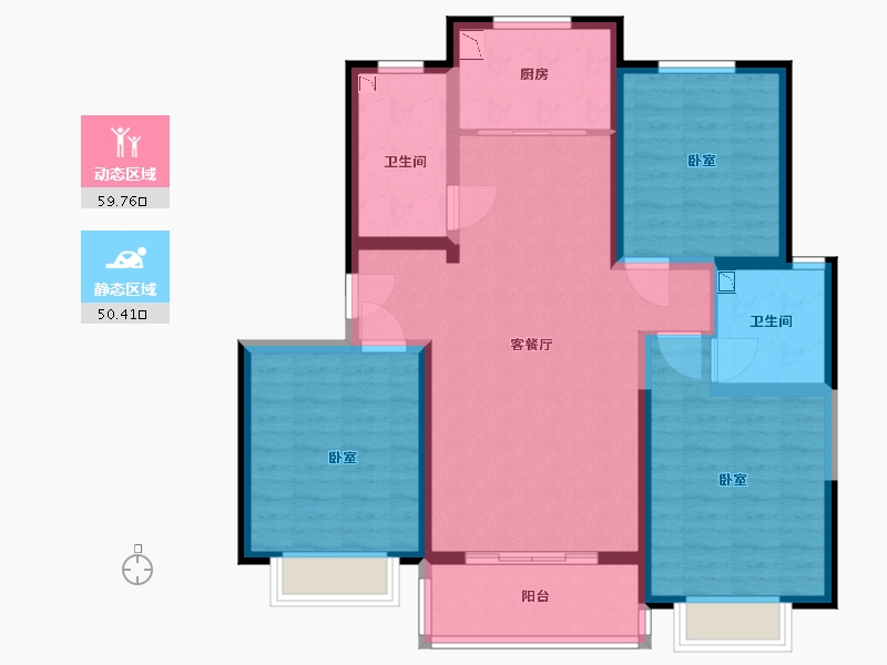 陕西省-咸阳市-同德晨曦园-98.00-户型库-动静分区