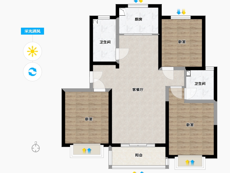 陕西省-咸阳市-同德晨曦园-98.00-户型库-采光通风