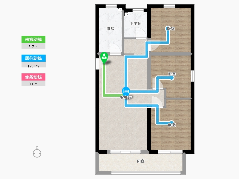 陕西省-西安市-南飞鸿·蓝庭序-70.71-户型库-动静线