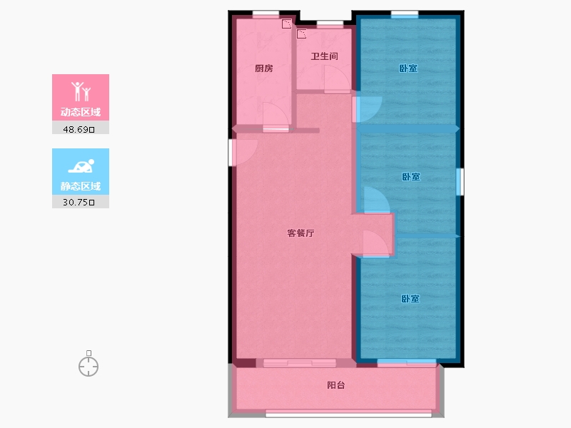 陕西省-西安市-南飞鸿·蓝庭序-70.71-户型库-动静分区