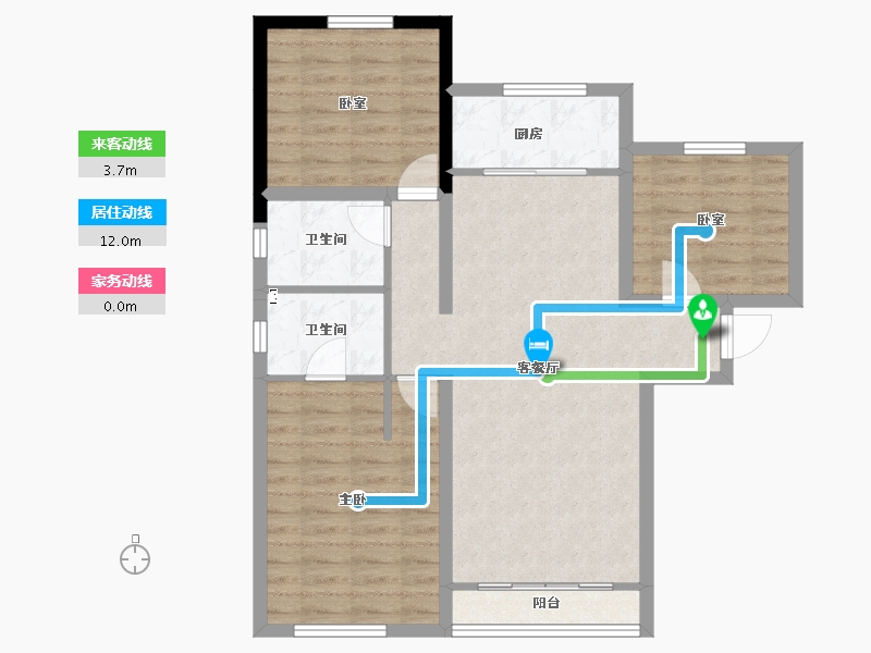 甘肃省-兰州市-安宁公馆-83.85-户型库-动静线