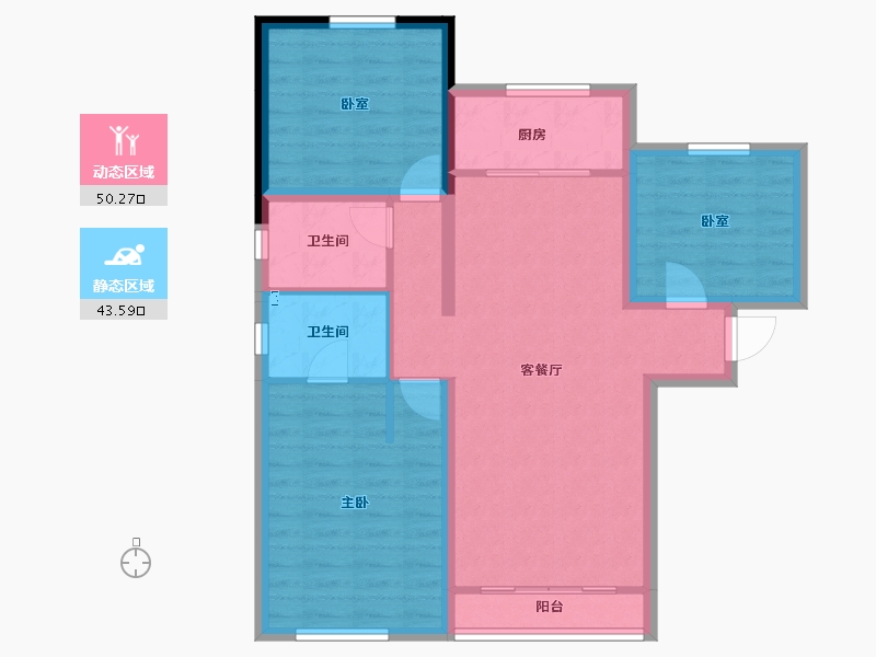 甘肃省-兰州市-安宁公馆-83.85-户型库-动静分区