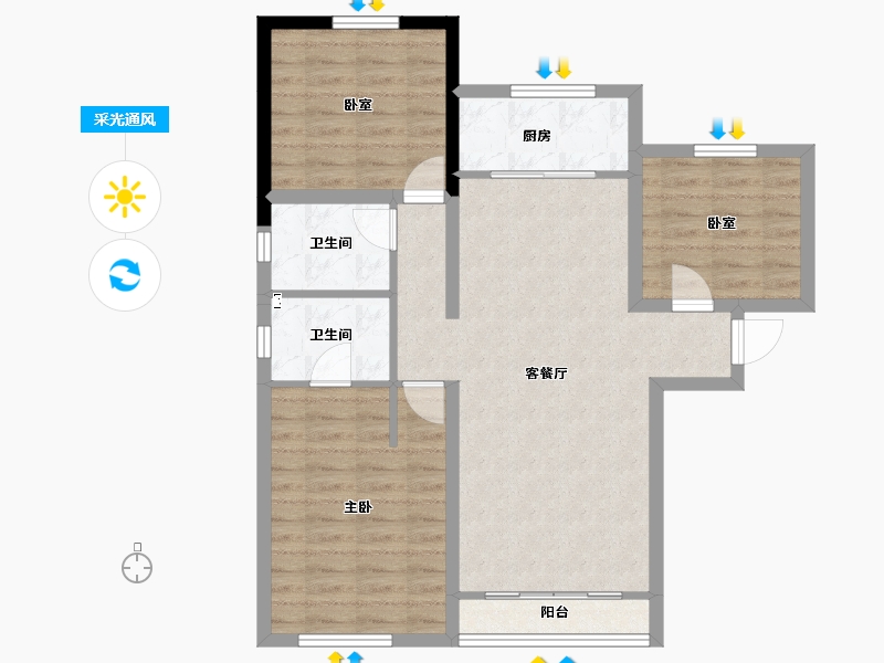 甘肃省-兰州市-安宁公馆-83.85-户型库-采光通风