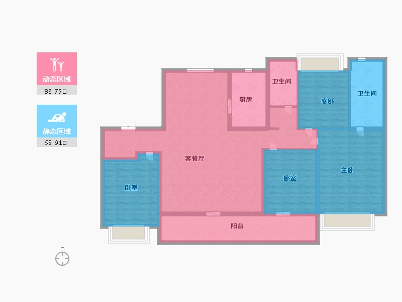 江苏省-无锡市-万科时代都会-132.00-户型库-动静分区