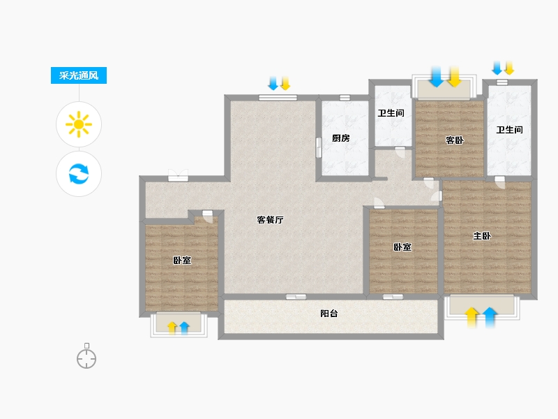 江苏省-无锡市-万科时代都会-132.00-户型库-采光通风