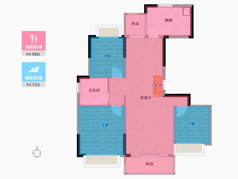 江苏省-南京市-恒大林溪郡-89.58-户型库-动静分区