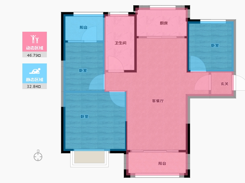 江苏省-南京市-欧洲城玖禧澜湾-72.00-户型库-动静分区