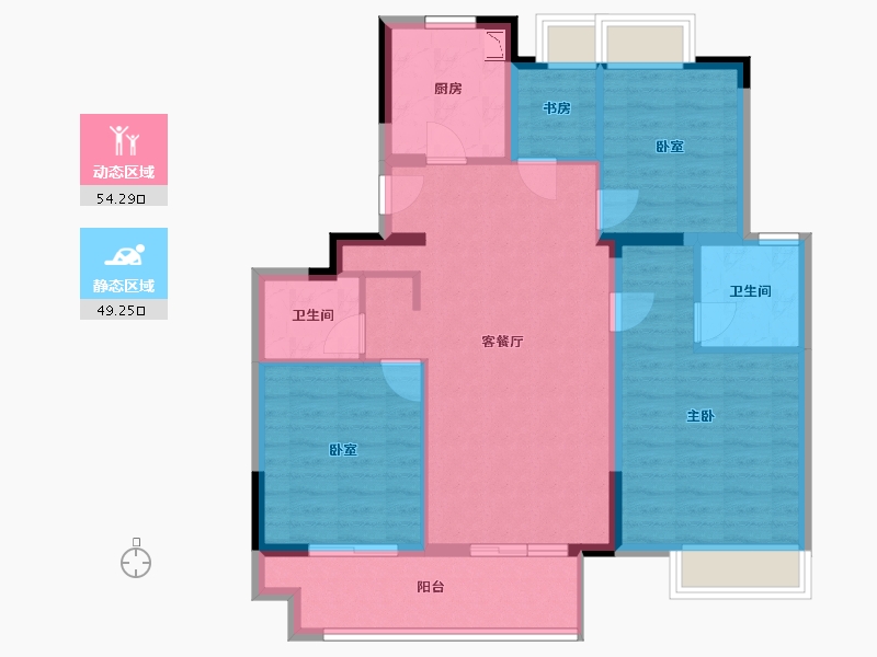 江苏省-无锡市-融创西羲里-92.65-户型库-动静分区