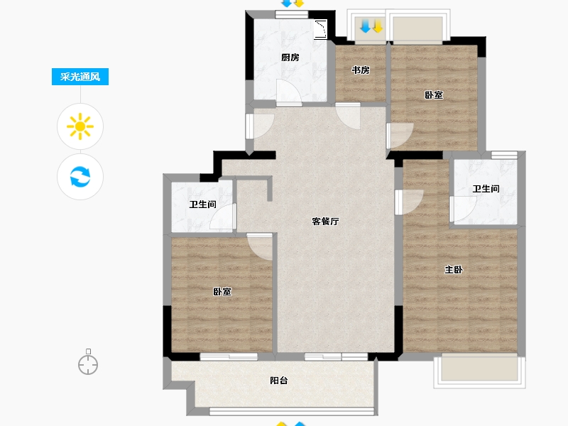 江苏省-无锡市-融创西羲里-92.65-户型库-采光通风