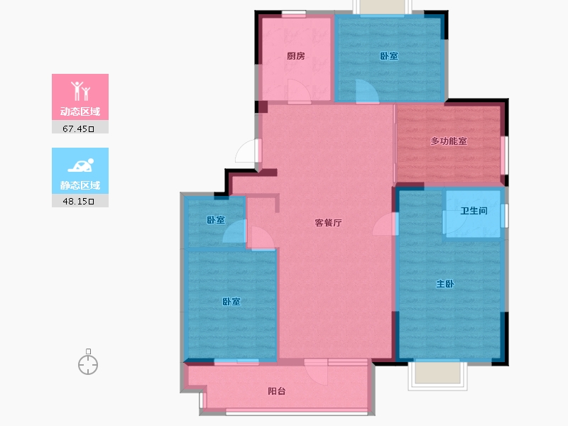 江苏省-无锡市-融创西羲里-104.37-户型库-动静分区