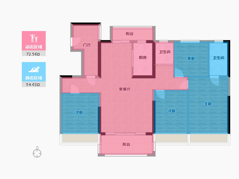 陕西省-渭南市-碧桂园翡翠华府-114.00-户型库-动静分区