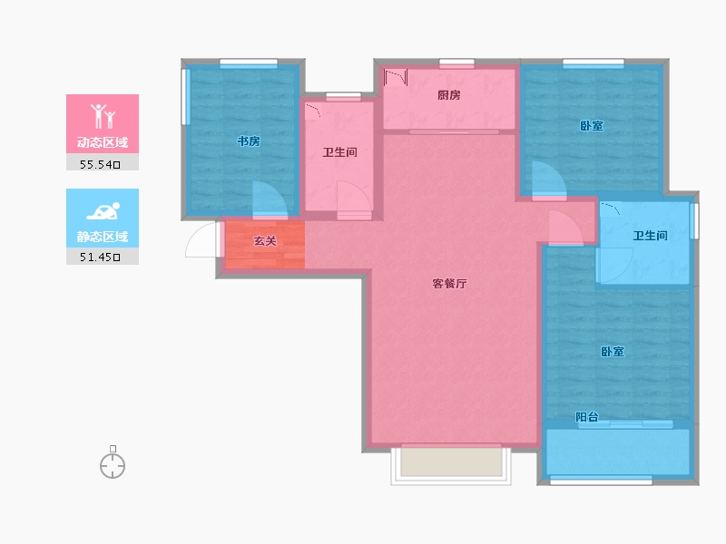 陕西省-咸阳市-玖园-95.17-户型库-动静分区