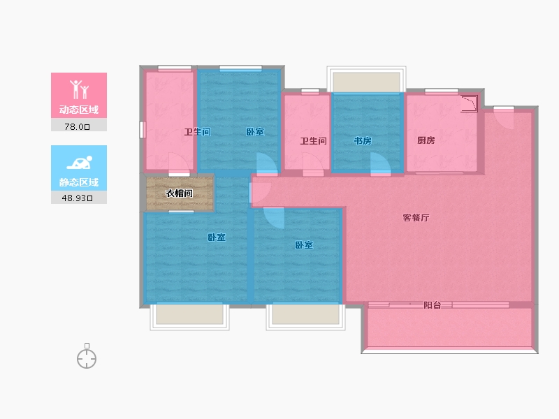 江苏省-无锡市-富力运河十号-116.73-户型库-动静分区