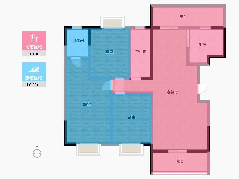 陕西省-汉中市-天骄佳园二期-120.63-户型库-动静分区