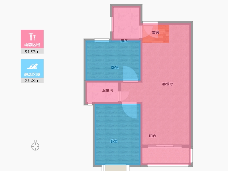 陕西省-西安市-盛唐融城-71.00-户型库-动静分区