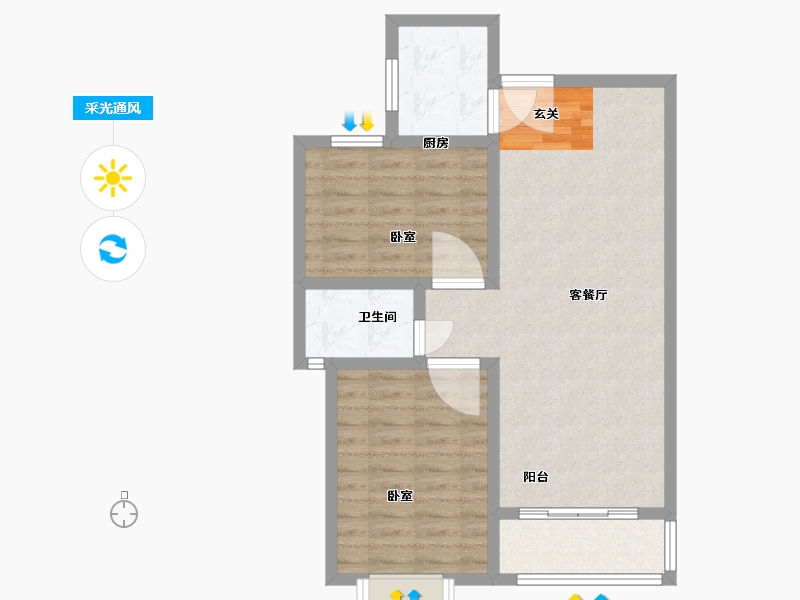 陕西省-西安市-盛唐融城-71.00-户型库-采光通风