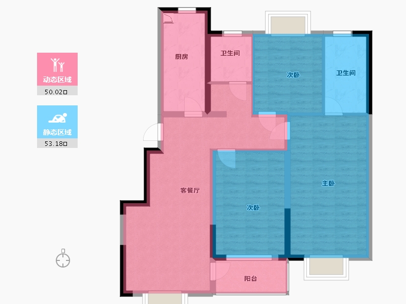 江苏省-无锡市-华君湖湾花园-92.00-户型库-动静分区