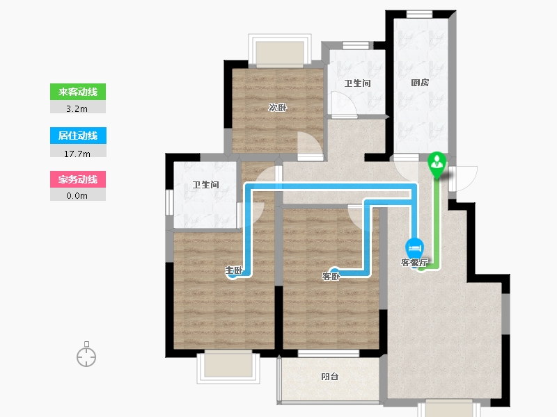 江苏省-无锡市-华君湖湾花园-86.00-户型库-动静线