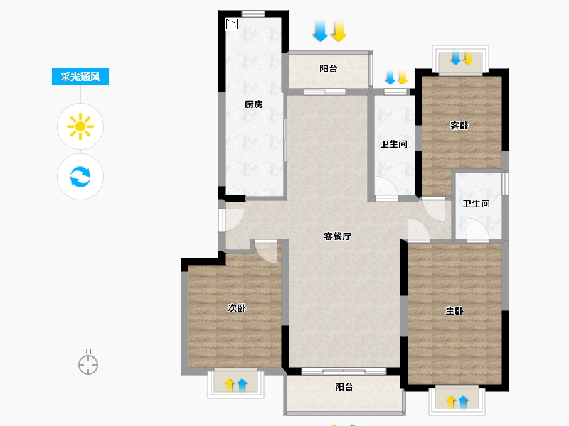 江苏省-无锡市-华君湖湾花园-114.36-户型库-采光通风