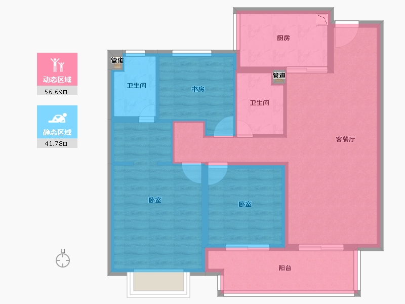 江苏省-无锡市-融创银城惠山国际社区-88.00-户型库-动静分区