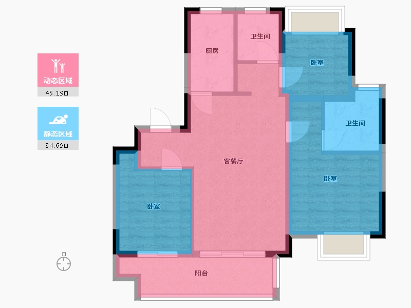 江苏省-无锡市-康桥悦蓉园-71.00-户型库-动静分区